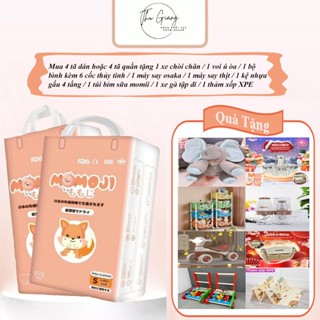 Combo 4 Tã quần/Dán Momoji Nhật Bản, thoáng khí, thoát ẩm tốt giúp da bé sơ sinh khô thoáng dài lâu
