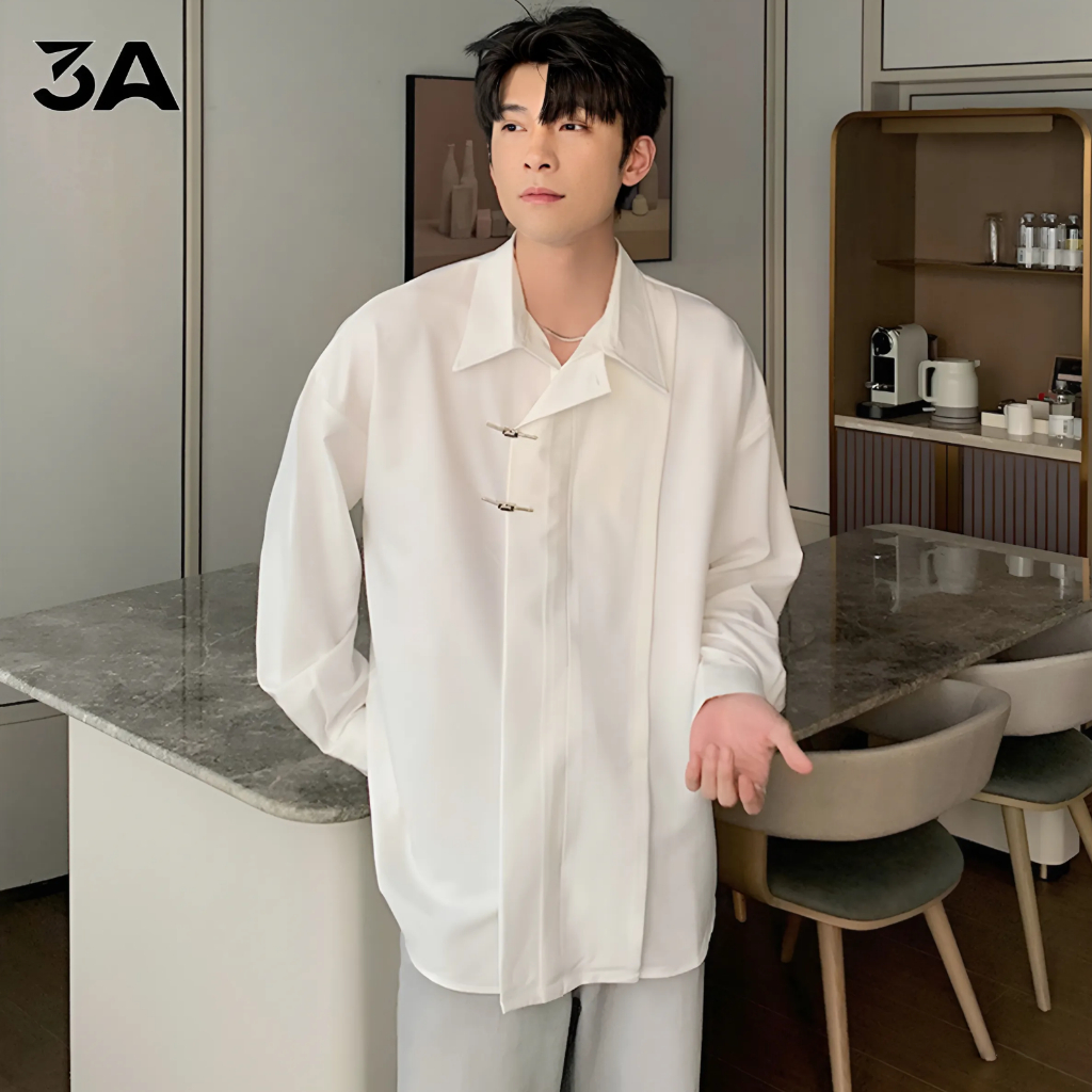 Áo Sơ Mi Nam Cúc Cài Tinh tế 3A Menstore, Form Rộng Chất Vải Lụa Chống Nhăn SM-2K