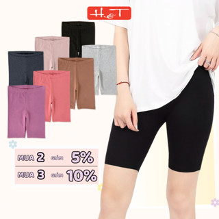  Quần Legging Đùi Nữ H&T Chất Rib Cotton Mềm Mịn Co Giãn Thoáng Mát Legging Đùi Dáng Ngắn Nữ - QDN001 