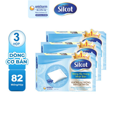 [KOL] Bộ 3 hộp Bông trang điểm (bông tẩy trang) Silcot 82 miếng/hộp