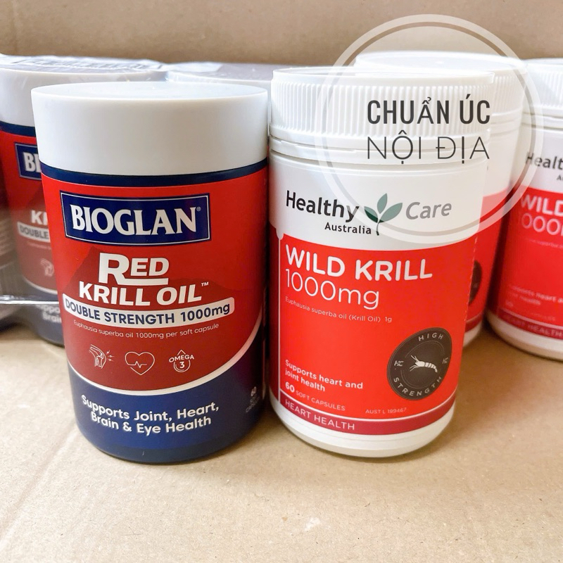 (HSD 2028) Dầu nhuyễn thể Bioglan Red Krill Oil 1000mg 60 viên của Úc,Wild Krill Healthy care 60 viê