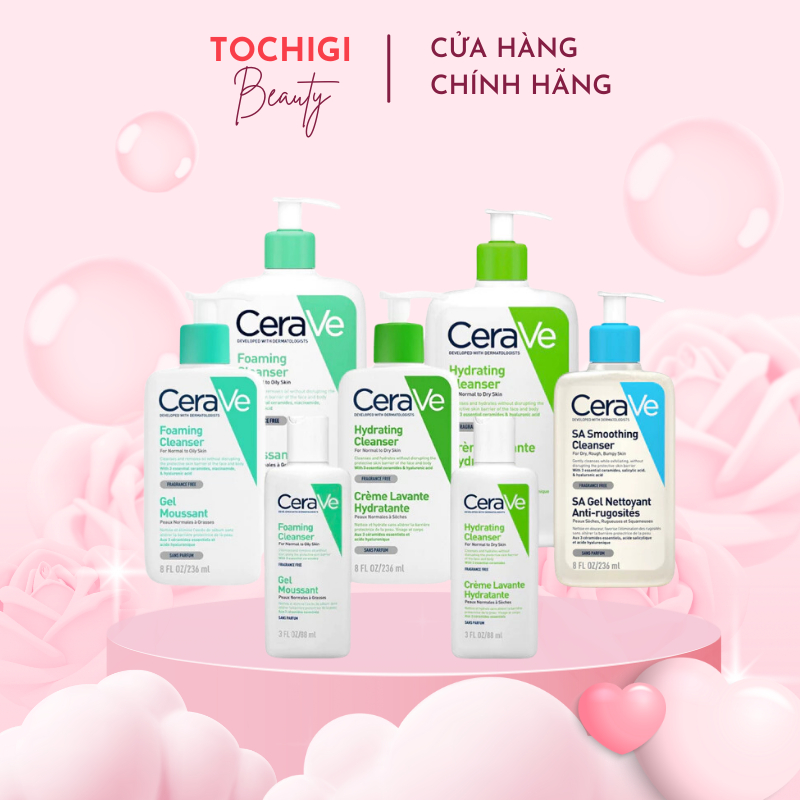 Sữa Rửa Mặt CeraVe SA Smoothing, Hydrating, Foaming Cleanser - Cho Da Dầu Mụn, Khô, Nhạy Cảm 88ml – 
