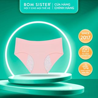 Quần lót nguyệt san nữ chống tràn chất su đúc không viền, không đường may đáy rộng hai lớp màu trơn BOM SISTER Q25012