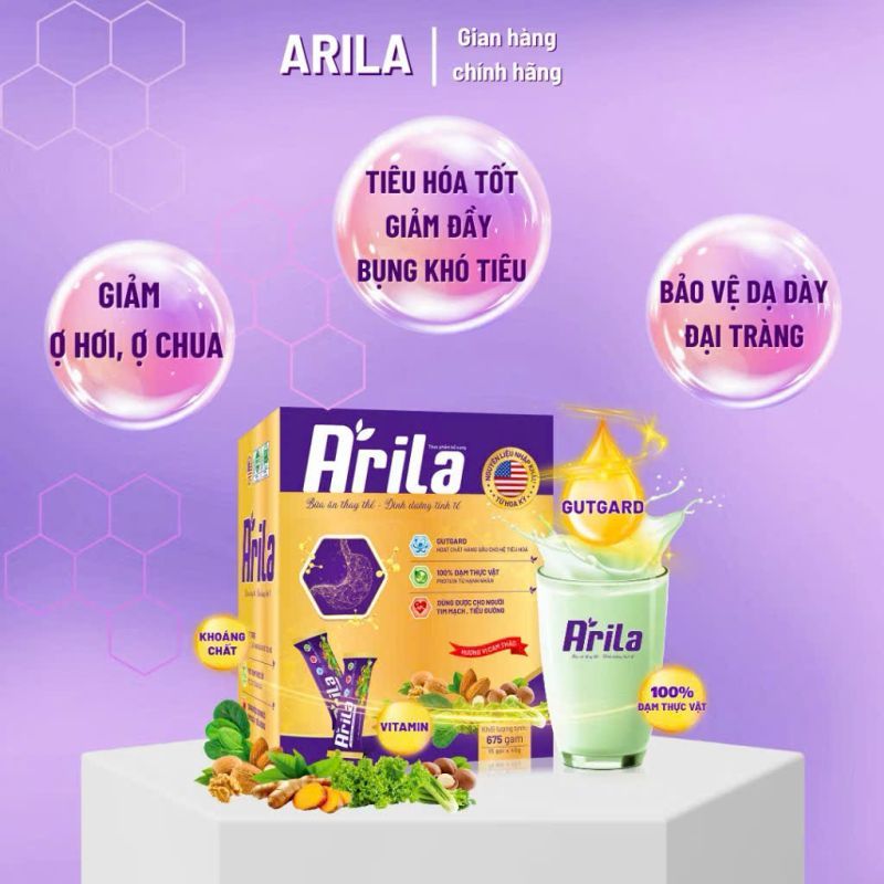 Arila 675G - Bữa Ăn Dinh Dưỡng Từ 100% Đạm Thực Vật, Hỗ Trợ Điều Trị HP Và Viêm Loét Dạ Dày Tá Tràng