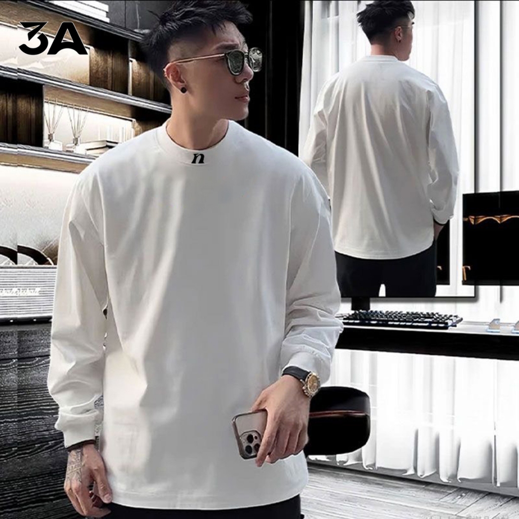 Áo thun STICK cổ thêu hoạ tiết điểm nhấn, Chất cotton 280gsm giữ ấm tốt | 3A Menstore AO-N