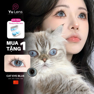  Lens xanh mắt mèo giãn tròng to 14.5mm - CAT EYES BLUE - kính áp tròng mắt mèo có độ cận từ 0-8  YULENS  
