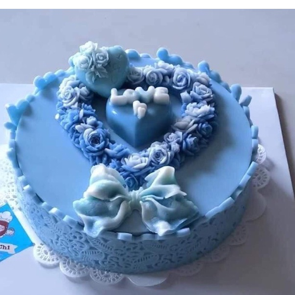 set 4 khuôn hoa tim lớn, nơ to, tim nhỏ chữ love, tim nhỏ in hoa lá hồng