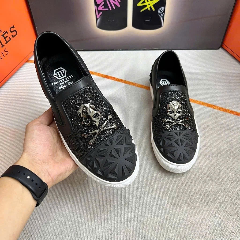 Giày Lười PP Nam Phối Hoạ Tiết Đinh Cực Chất - Giày boy phố Nam PP Cao Cấp - Giày Phi Líp đính đinh cực chất (KÈM HỘP)