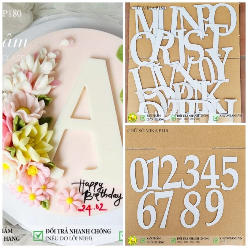 Khuôn mica bộ chữ số tạo hình làm bánh