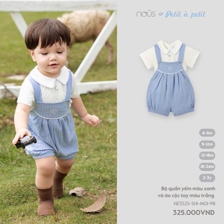Bộ quần yếm kèm áo Nous baby bé trai bé gái, yếm, bô cộc mềm mịn cao cấp cho bé từ 7.5-15kg BST T3