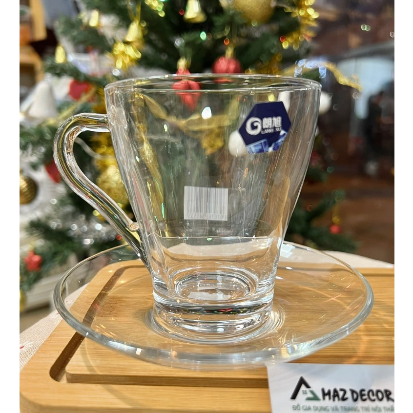 Bộ 6 Cốc tách ly cốc thủy tinh có quai trà đồ uống nóng lipton cacao LXZB21 dung tích 270ml