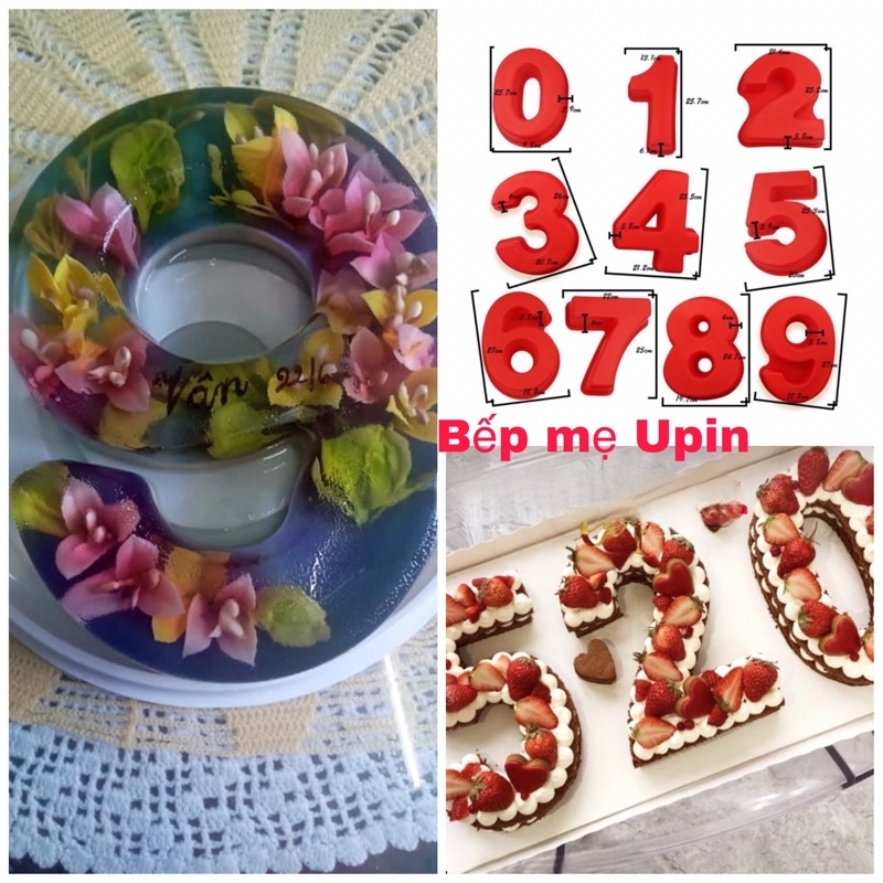 Sét 10 Khuôn Số Silicon Từ 0-9 Lớn làm thạch rau câu, bánh bông lan sinh nhật