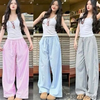 Quần dài ống rộng kẻ sọc lưng chun nữ thiết kế thoáng mát phong cách trẻ trung HU07 9397Closet