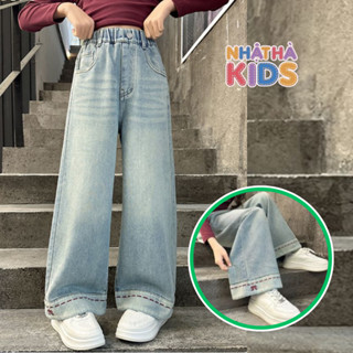 Quần jean bé gái C8 Nhật hà Kids size đại từ 14-45kg, quần bò ống rộng  chất jean mềm cho bé dưới 1m6.