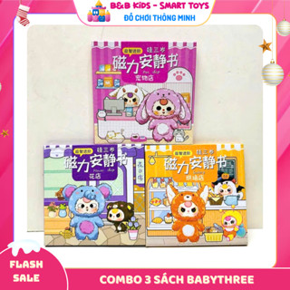  Đồ chơi sách dán nam châm từ tính Baby three size to bìa cứng dày sticker dán cuốn sách bận rộn 