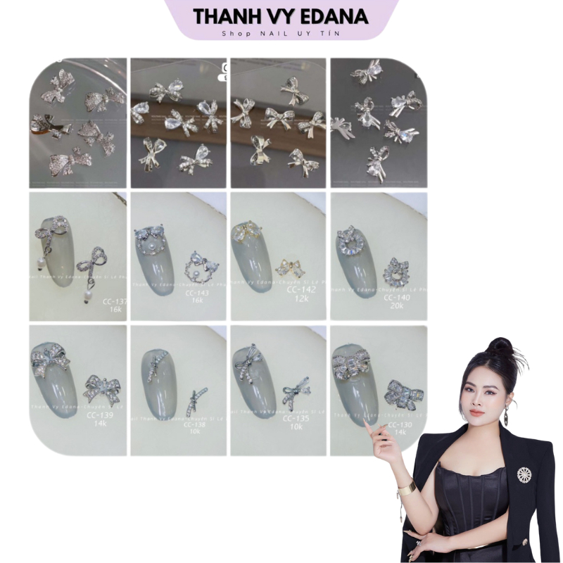 Charm nơ cao cấp đá pha lê siêu sáng