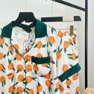 VIBES Pijama dài Lụa gấm Orange Long Py Set