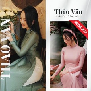 Áo Dài Truyền Thống Lụa Vân Gỗ, Áo Dài Cao Cấp Sang Trọng Đính Kết Ngọc - Áo Dài Thiết Kế Thảo Vân