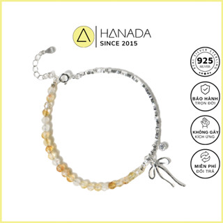 [BH TRỌN ĐỜI]Lắc Tay BẠC 925 HANADA Nữa Vòng Đá Charm Nơ Phối Bi,Vòng Tay Đính Đá Phong Thủy Nữ 1804 (1) F15
