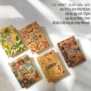 10 túi quà tặng Vintage giấy Kraft nâu, túi giấy mini, túi xi măng kích thước 9x13x3cm dùng đựng quà