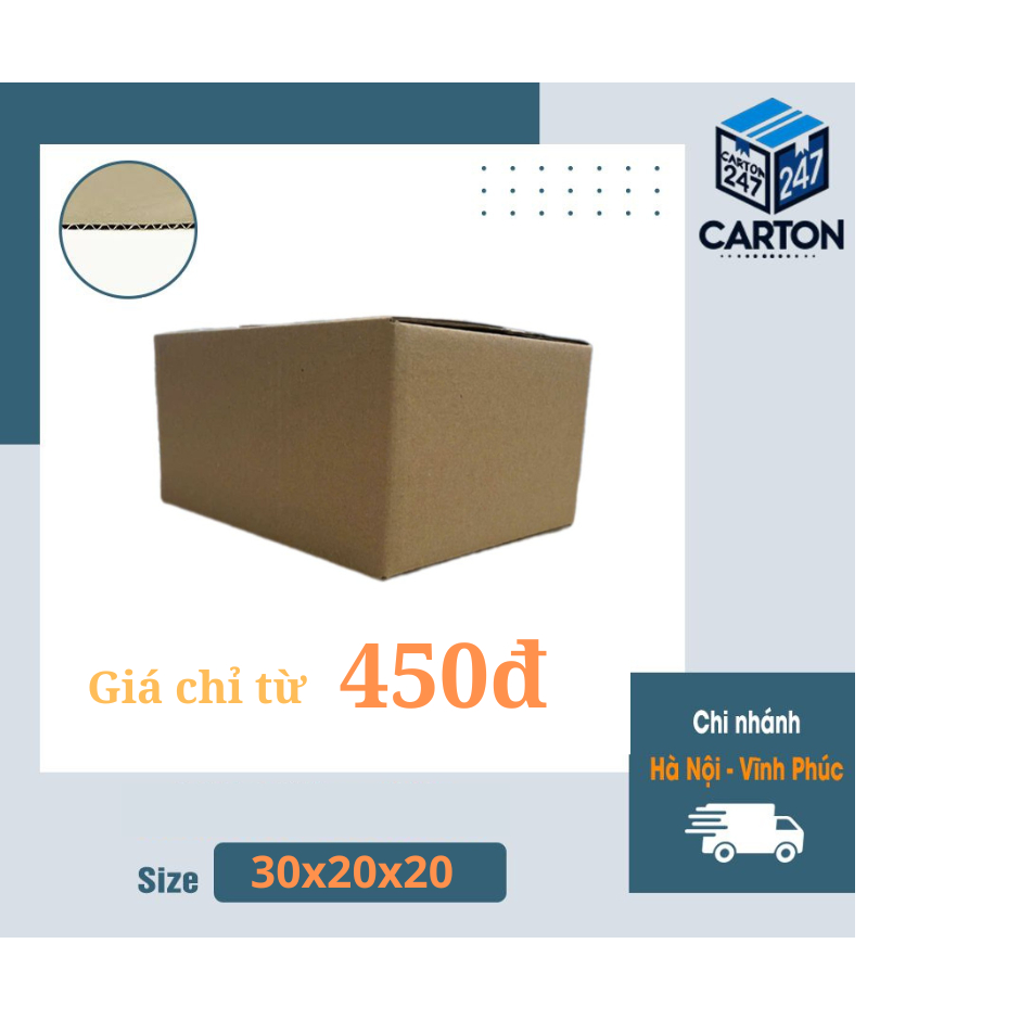(Combo) 10 hộp carton 30x20x20 đóng hàng hộp giấy giá rẻ