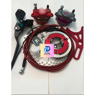 (tặng dầu)Combo phanh đĩa sau xe điện + kèm tay phanh bình dầu liền gắn mọi dòng xe {tặng ốc, Long đèn)