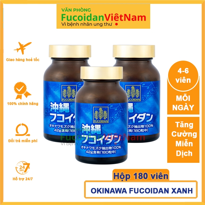 [Combo 3 hộp - Hàng Nhập Khẩu] Fucoidan XANH - Okinawa Fucoidan Nhật Bản Hỗ Trợ Điều Trị Ung Thư. Mô