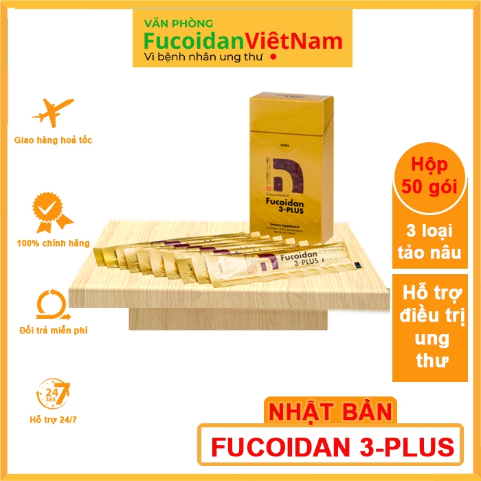 Fucoidan 3-Plus Nhật Bản dạng nước - Dùng cho người bị ung thư, mọi giai đoạn. Hộp 10 gói