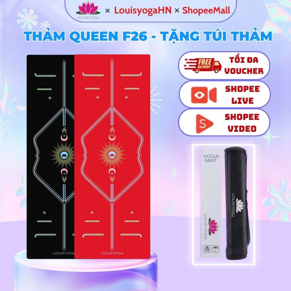 Thảm tập yoga cao cấp, yoga cao su chống trượt phiên bản F26 Louis Yoga- Tặng túi thảm