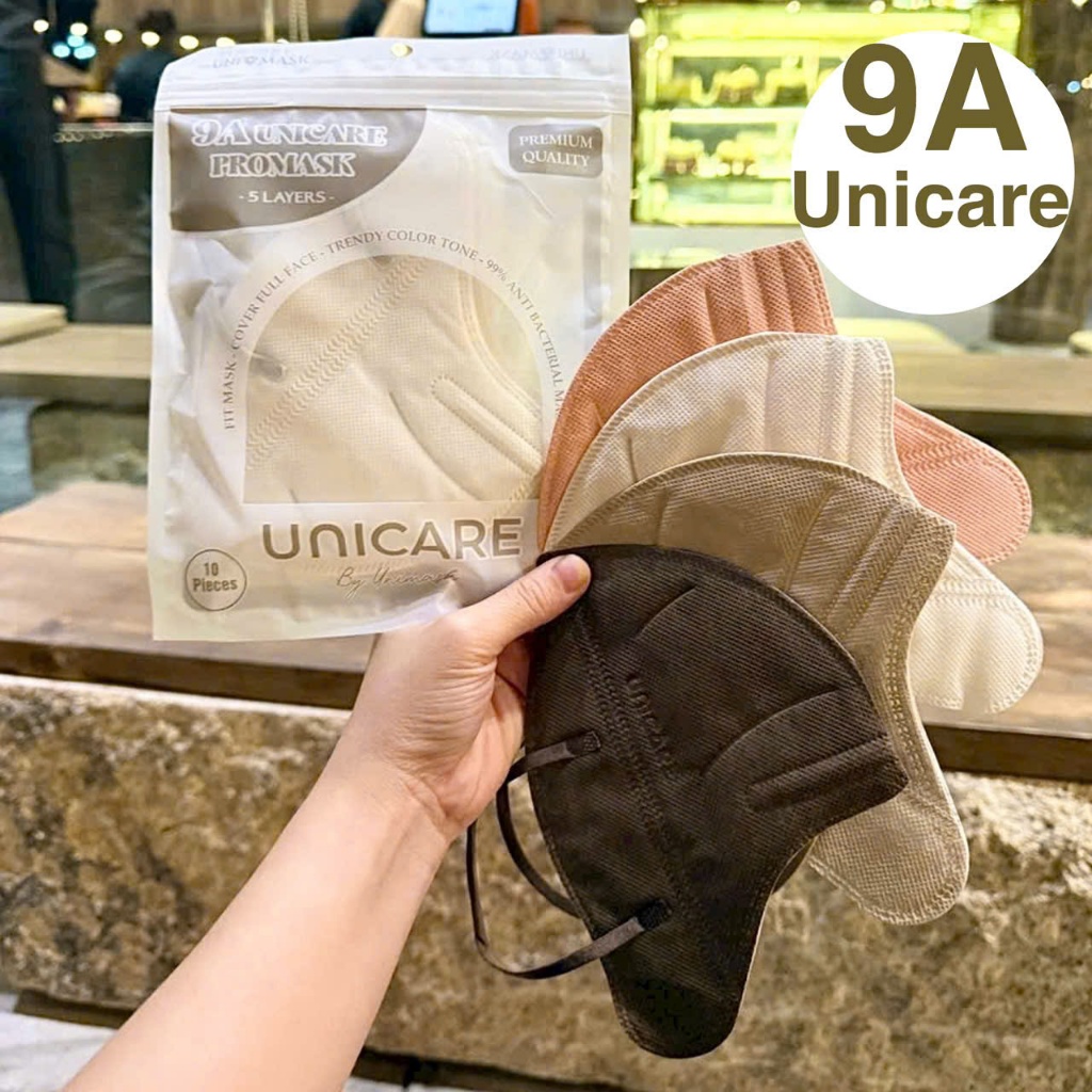 [100 Cái] Khẩu Trang 9A Unicare 5 Lớp Lọc, che kín mặt, chống nắng gò má và bụi mịn kháng khuẩn cao - vnmask