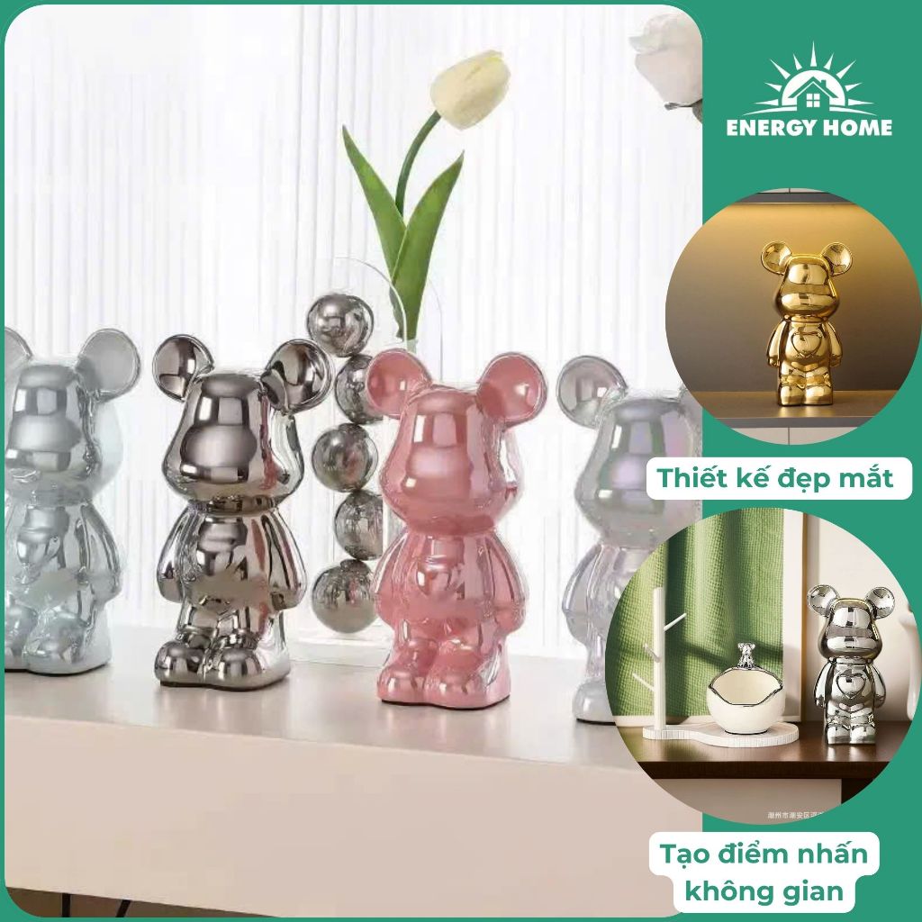 Mô hình decor trang trí tượng gấu Bearbrick 18cm, mô hình trang tri phòng khách cao cấp