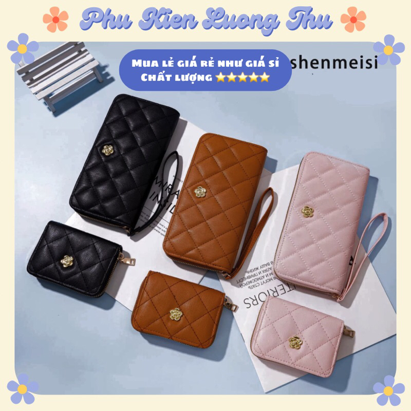Ví Cầm Tay Hoạ Tiết Quả Trám Đính Hoa Vàng, Thời Trang, Sang Trọng ♥️ Giá Rẻ Freeship ♥️
