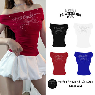 SET ÁO BODY TRỄ VAI ĐÍNH ĐÁ BABYDOLL FFCLUB MIX