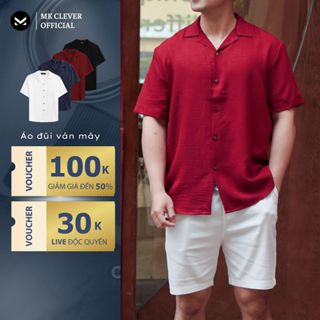 Áo sơ mi nam đũi vân mây MK CLEVER Chất liệu đũi mềm mịn thoáng mát, chống nhăn, form rộng hằng ngày