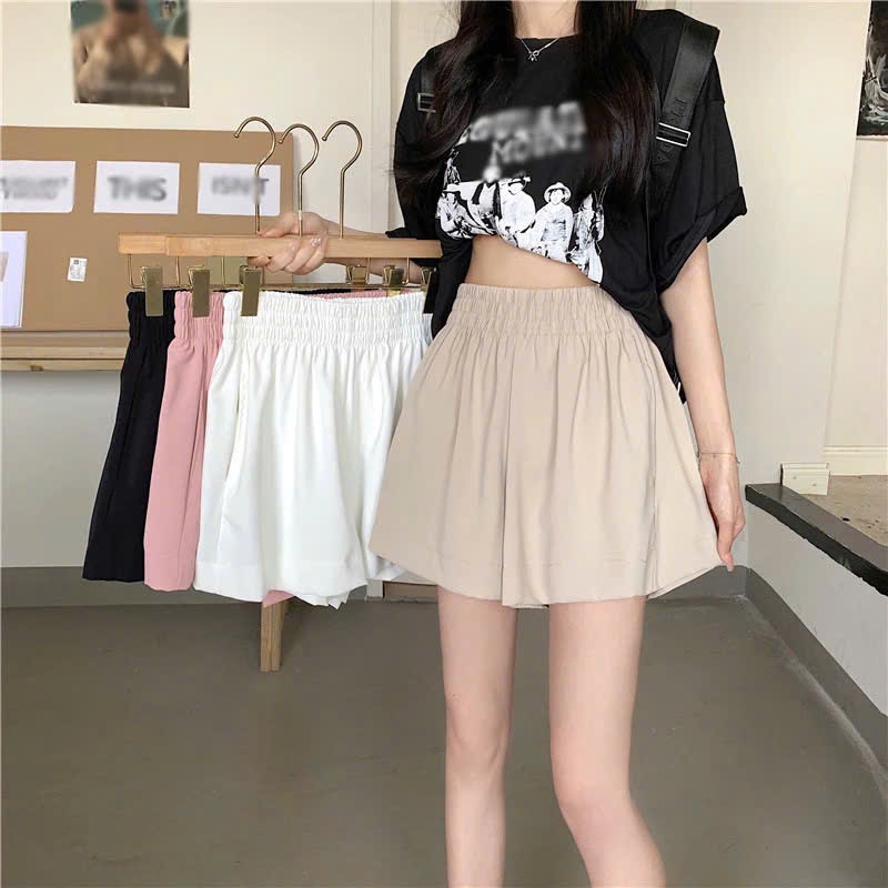 Quần Short Nữ Cạp Chun To Quần Đùi Nữ Cạp Cao Ống Rộng Chất GIÓ Mềm Mát MA66 | BigBuy360 - bigbuy360.vn