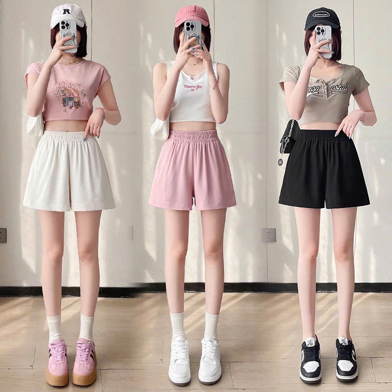 Quần Short Nữ Cạp Chun To Quần Đùi Nữ Cạp Cao Ống Rộng Chất GIÓ Mềm Mát MA66 | BigBuy360 - bigbuy360.vn