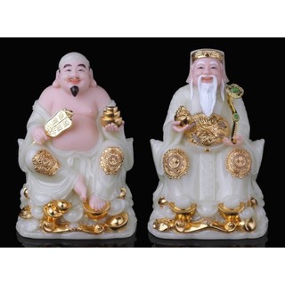 Thần tài thổ địa đá cao cấp ngồi trên cục vàng, tượng chính hãng cao 20,25,30cm