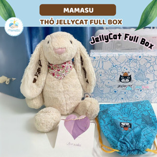 (FULL BOX) Thỏ Jellycat Thêu Tên Theo Yêu Cầu Gồm Hộp Jellycat và Túi Jellycat Thỏ 40cm Gấu Bông