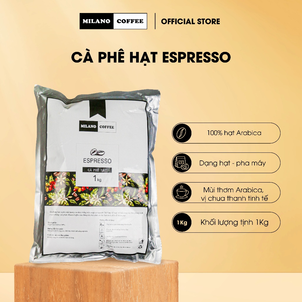 Cà phê Milano loại cà phê hạt Espresso 1kg
