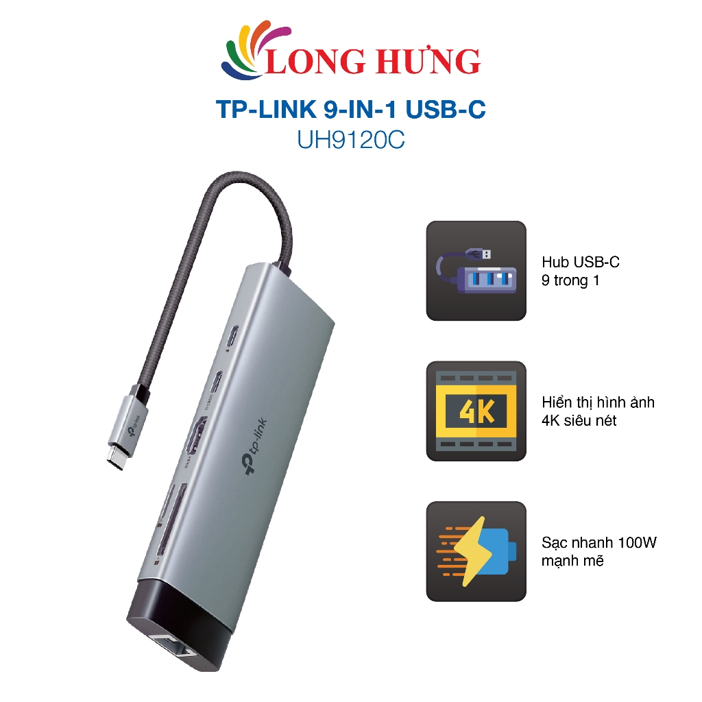 Cổng chuyển đổi TP-Link 6-in-1 USB-C UH6120C - Hàng chính hãng