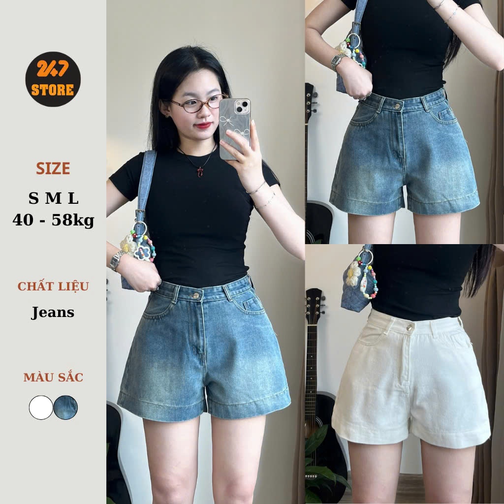 Quần short jeans lưng cao basic - 247store - Qsoocjeanmem7451_P11K16 | BigBuy360 - bigbuy360.vn