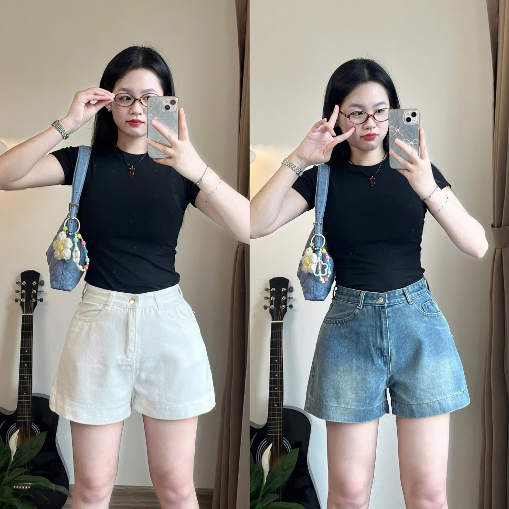 Quần short jeans lưng cao basic - 247store - Qsoocjeanmem7451_P11K16 | BigBuy360 - bigbuy360.vn