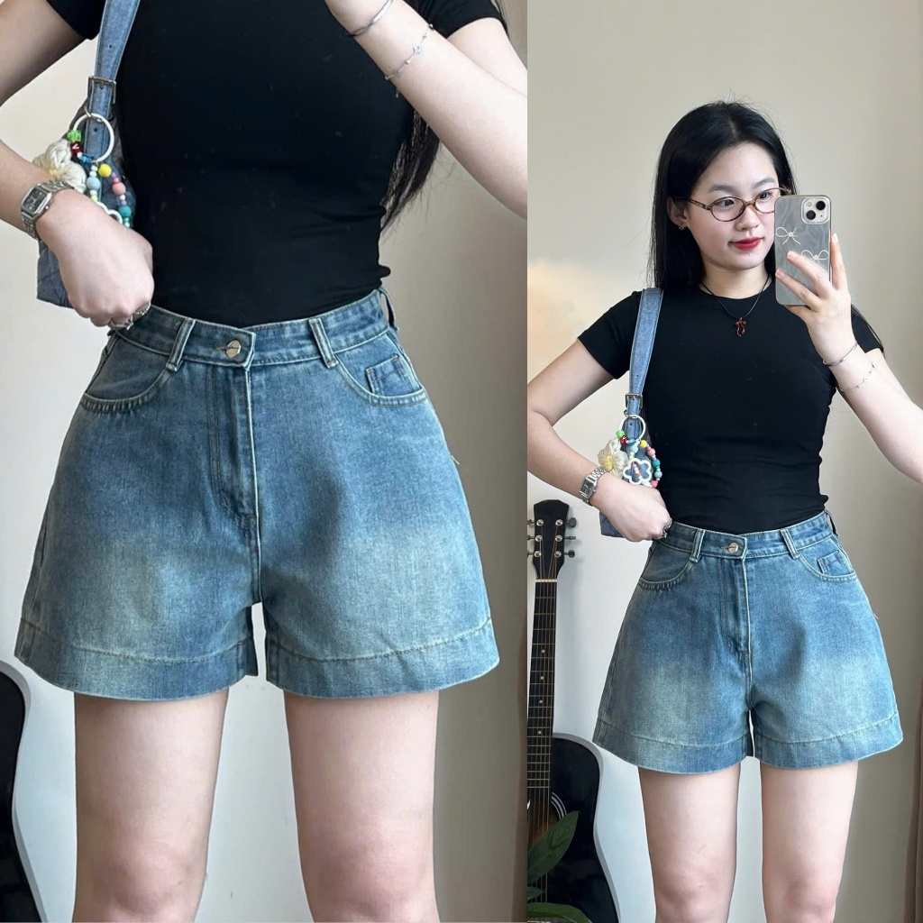 Quần short jeans lưng cao basic - 247store - Qsoocjeanmem7451_P11K16 | BigBuy360 - bigbuy360.vn