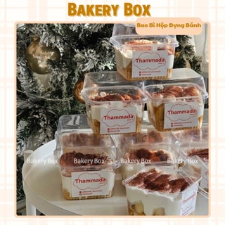 100 Hộp Nhựa Trong Vuông Đựng Bánh Lạnh, Tiramisu, Panna Cotta (XY585)