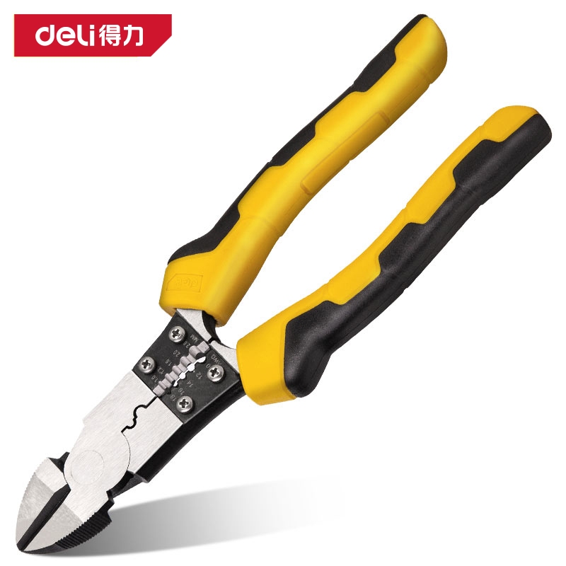 Kìm Cắt, Tuốt Dây Đa Chức Năng 8 Inch Chất Liệu Thép CR-V Chính Hãng Deli.