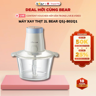 Máy xay thực phẩm đa năng 2L Bear QSJ-B02Q1, 300W,lưỡi dao inox sắc bén thiết kế gọn nhẹ, BH 18Tháng