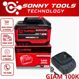 Pin THPRO Chính Hãng 15 Cell Vỏ chống cháy và va đập cho máy khoan và máy siết,  Chân pin phổ thông 4cm, Điện áp 21V 6Ah