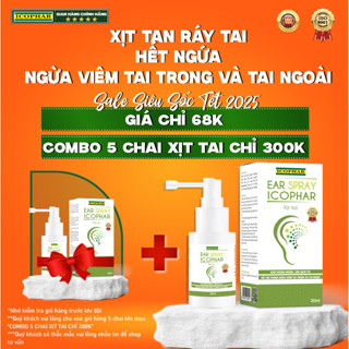 [12/2026] Xịt tai EAR SPRAY ICOPHAR - làm mềm ráy tai, giảm ngứa tai, nhiễm khuẩn. Phòng ngừa viêm tai trong và ngoài