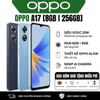  OPPO A17 | Điện thoại thông minh có camera AI 50MP | Điện thoại di động pin lâu dài 5000mAh | +RAM mở rộng 8GB 