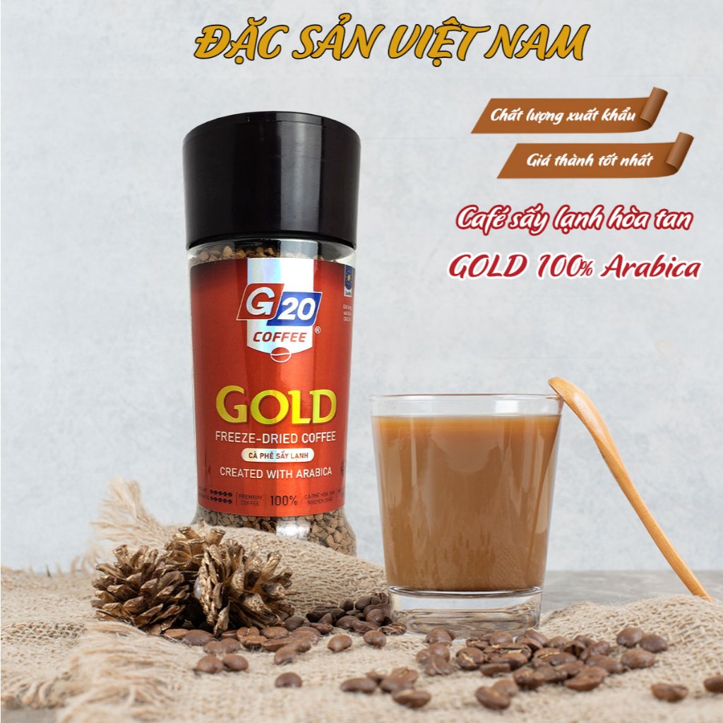 Cà phê sấy lạnh GOLD 100% Arabica – Thương hiệu G20 COFFEE THIÊN SA – Hũ 120g